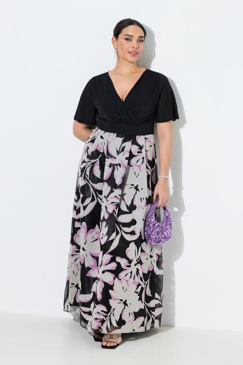 Produktbild Ulla Popken Maxikleid, Ausbrenner, V-Ausschnitt, Halbarm (58, 60)