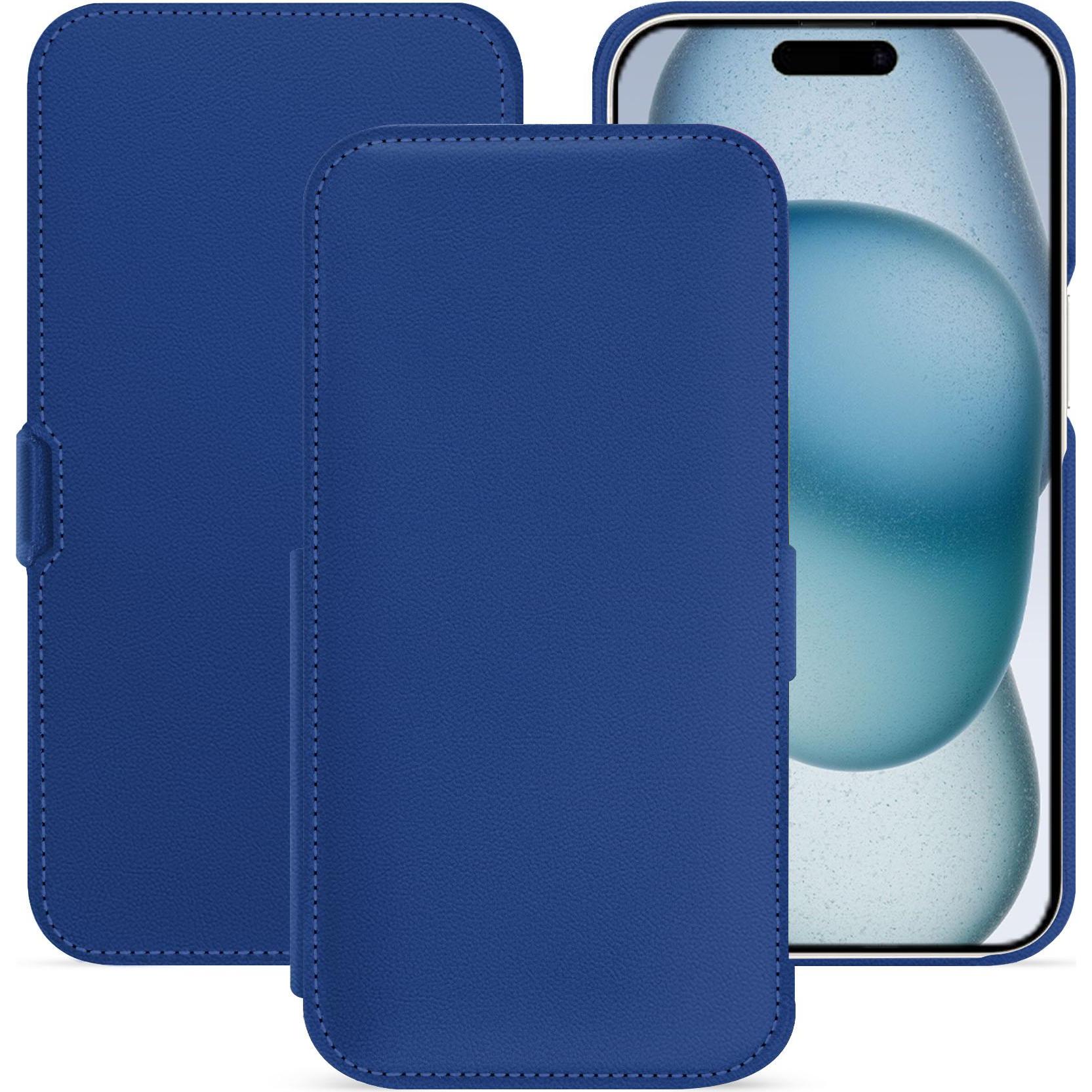 Thumbnail - Noreve Lederschutzhülle horizontal (Apple iPhone 15), Smartphone Hülle, Blau