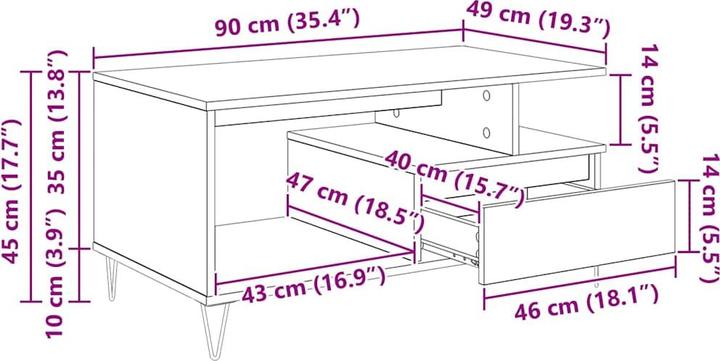 Image du produit vidaXL Couchtisch (90 x 49 x 45 cm)