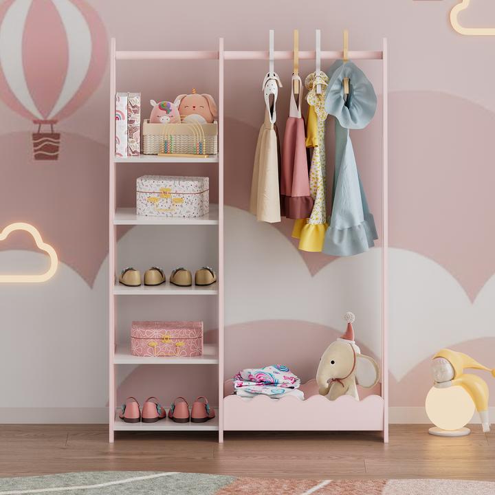 Immagine prodotto En.Casa Kindergarderobe Vestnes 114x77x30 cm Cotton Candy/Weiss