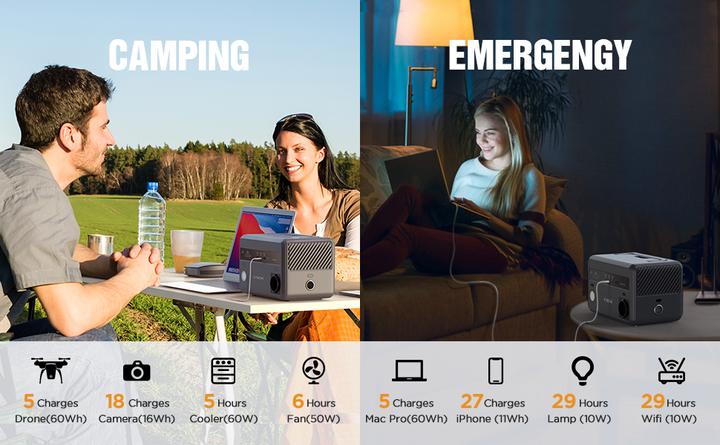 Actual product image PhoneLook Power Station CTECHi GT300 (299 Wh) LiFePO4 battery, 3 USB ports (24W & 45W), LCD screen and L (299 Wh)