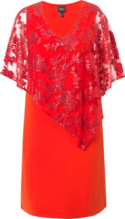 Immagine prodotto Ulla Popken Abito con mantella di pizzo e paillettes, scollo a V e maniche a 3/4 (46, 48)