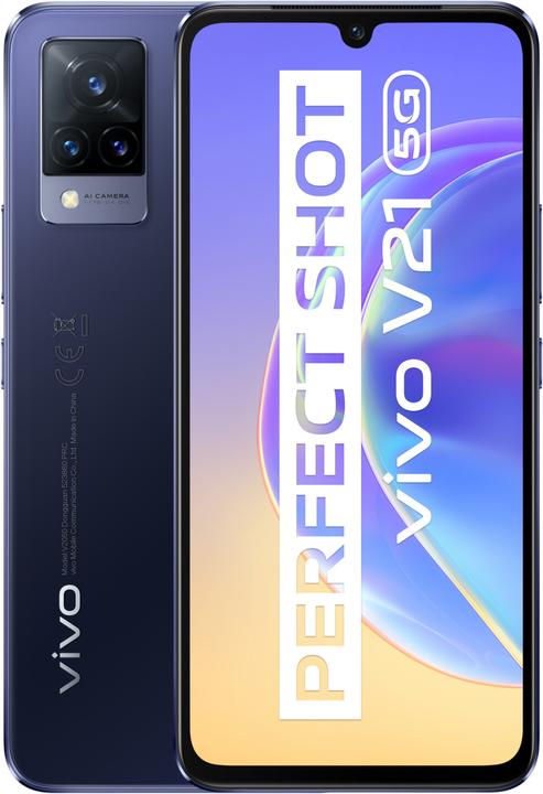 Produktbild Vivo V21 5G (128 GB, Dusk Blue, 6.44", Hybrid Dual SIM, 64 Mpx, 5G)