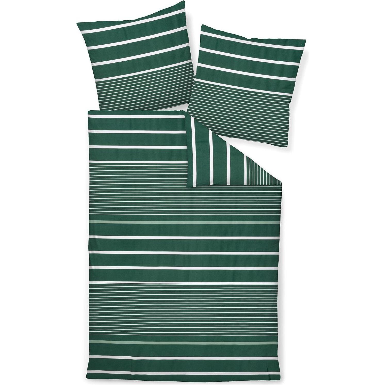 Janine, Bettwäsche, Mako-Satin Bettwäsche J.D. 87105 jade waldgrün (Bettwäsche Set, 155x220 cm + 80x80 cm)