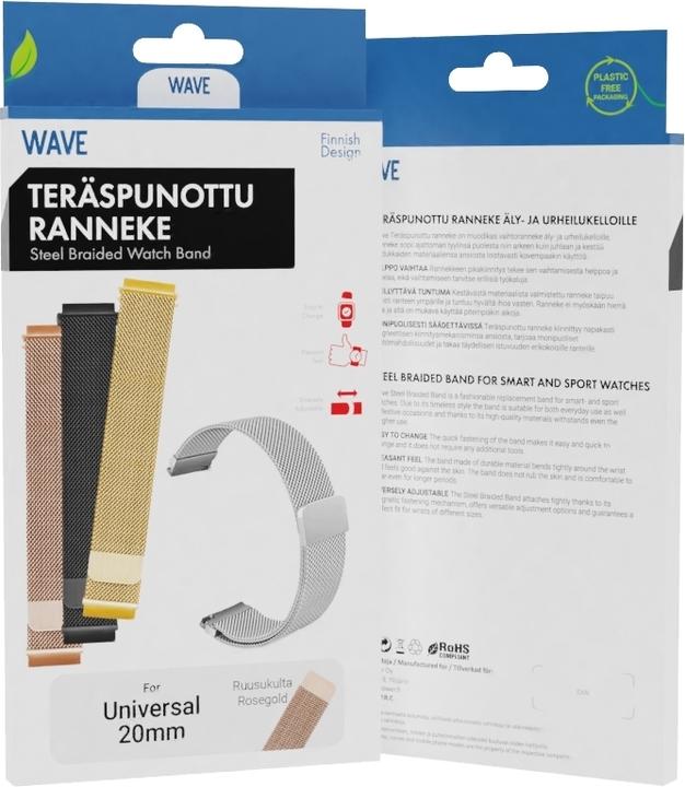 Produktbild Wave terÃƒÂ¤spunottu ranneke, ÃƒÂ¤ly- ja urheilukelloille, ruusukulta (Edelstahl)