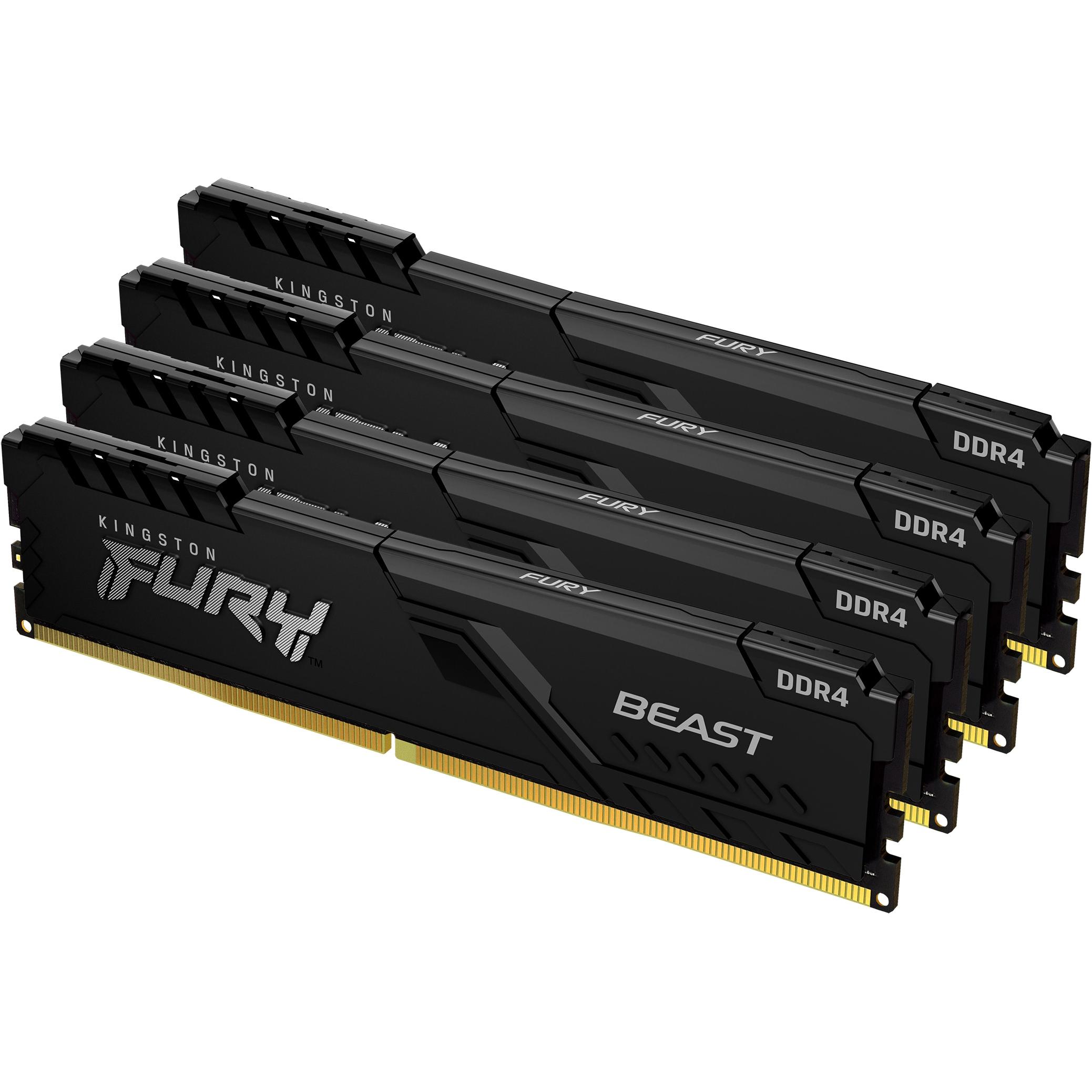 Kingston FURY Beast (4 x 16GB, 3200 MHz, DDR4-RAM, DIMM), RAM, Schwarz