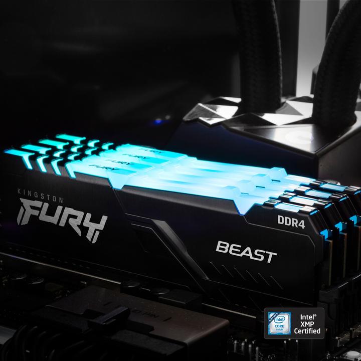 Actual product image Kingston FURY Beast RGB (4 x 16GB, 3600 MHz, DDR4-RAM, DIMM)