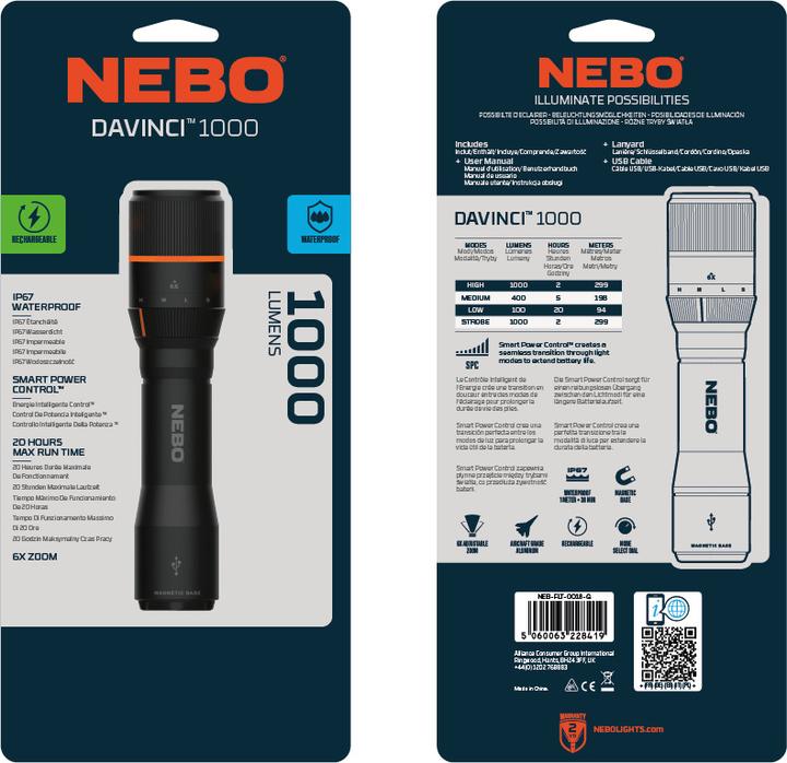 Actual product image Nebo DAVINCI 1000 LED-Taschenlampe (15.86 cm, 1000 lm)
