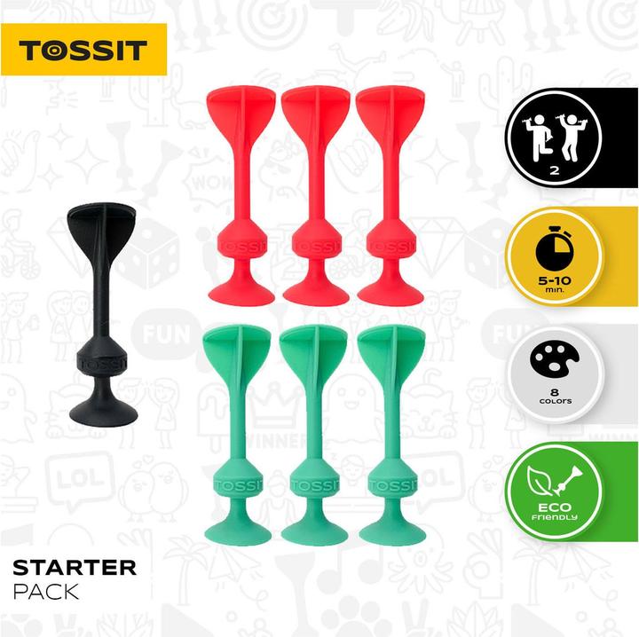 Produktbild Tossit Saugnapf-Darts - Set für 2 Spieler - Rot-Cyan (Deutsch, Französisch, Multilingual, 2 Spieler)