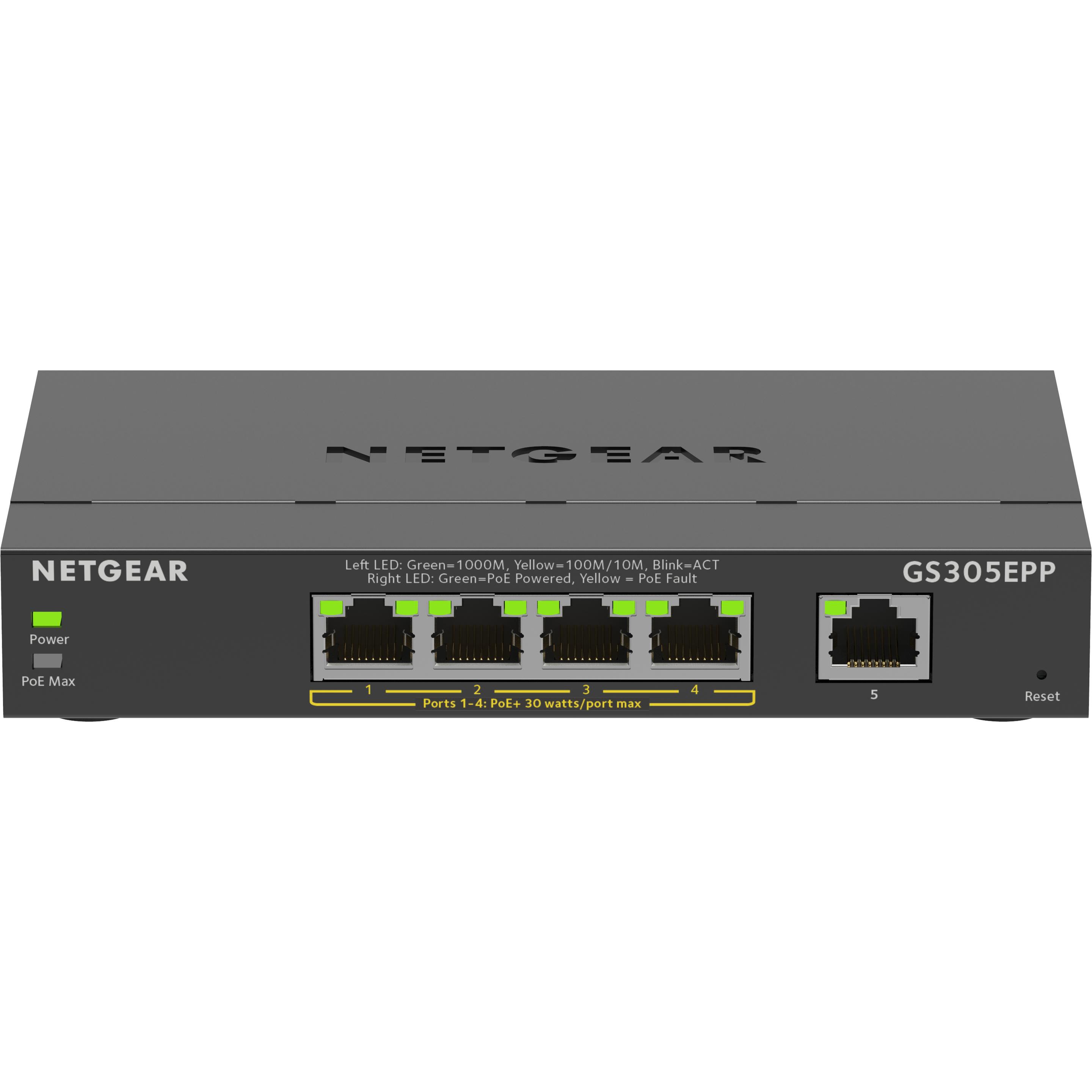 Netgear GS305EPP-100PES (5 Ports), Netzwerk Switch, Schwarz