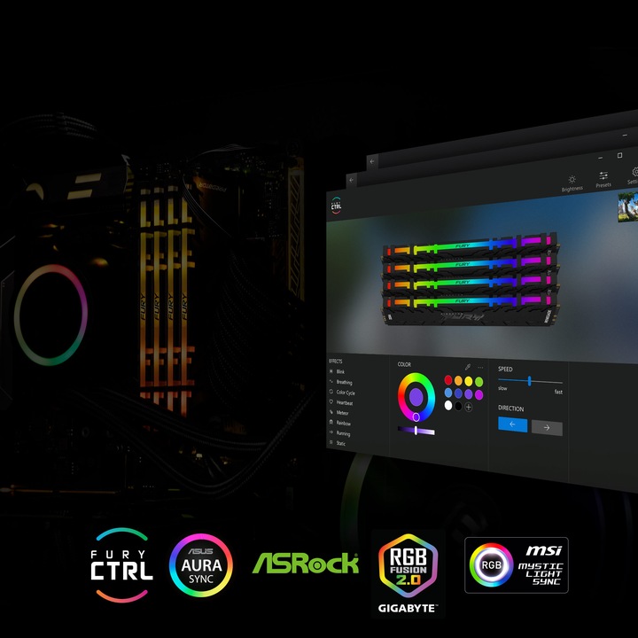 Actual product image Kingston FURY Renegade RGB (4 x 8GB, 3200 MHz, DDR4-RAM, DIMM)
