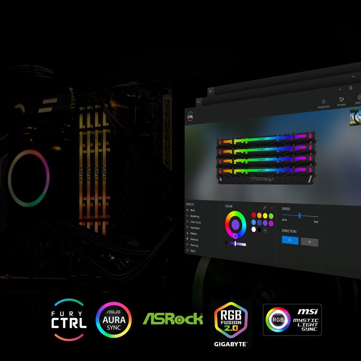 Actual product image Kingston FURY Renegade RGB (4 x 8GB, 3600 MHz, DDR4-RAM, DIMM)