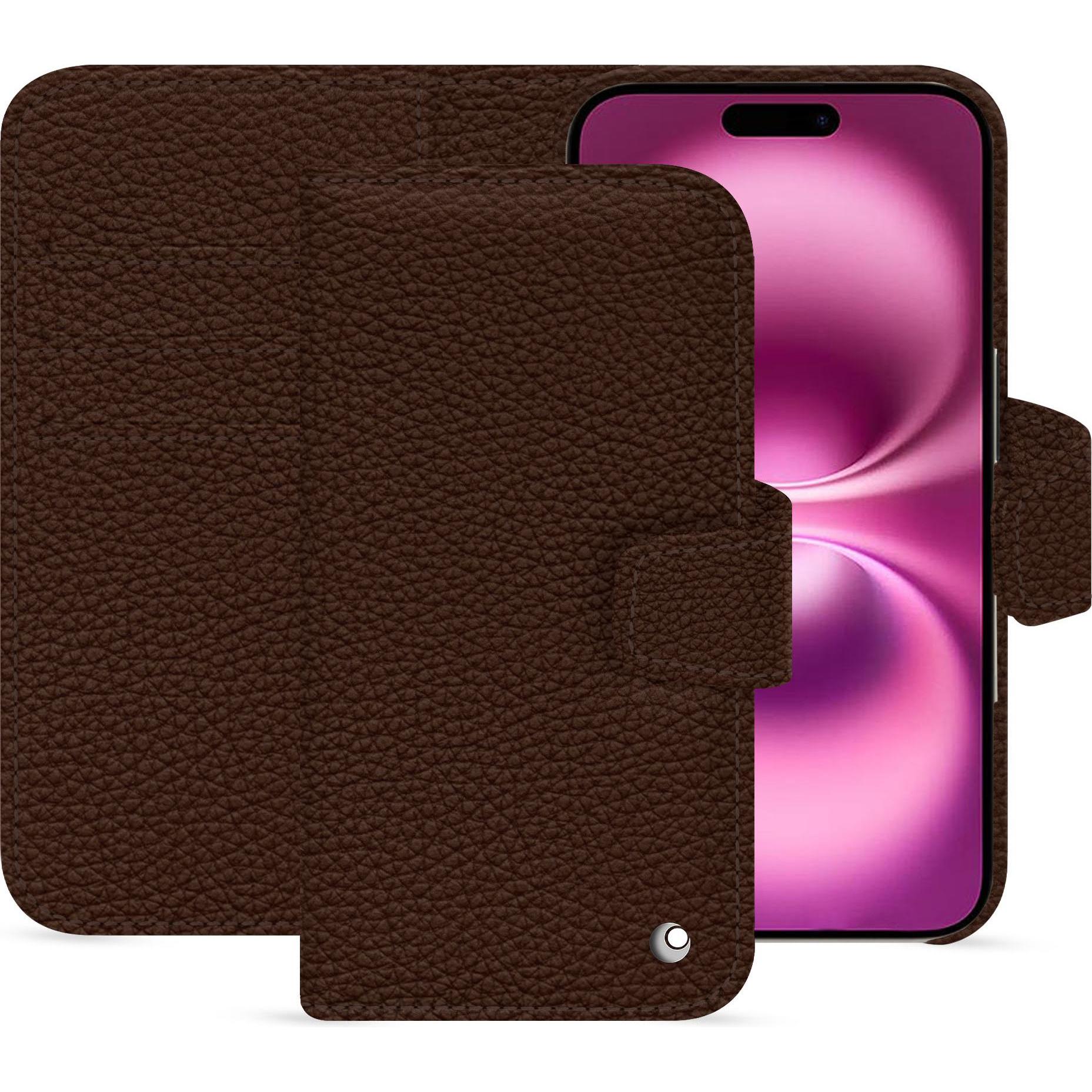 Noreve Lederschutzhülle Apple iPhone 16 Plus (Apple iPhone 16 Plus), Smartphone Hülle, Braun