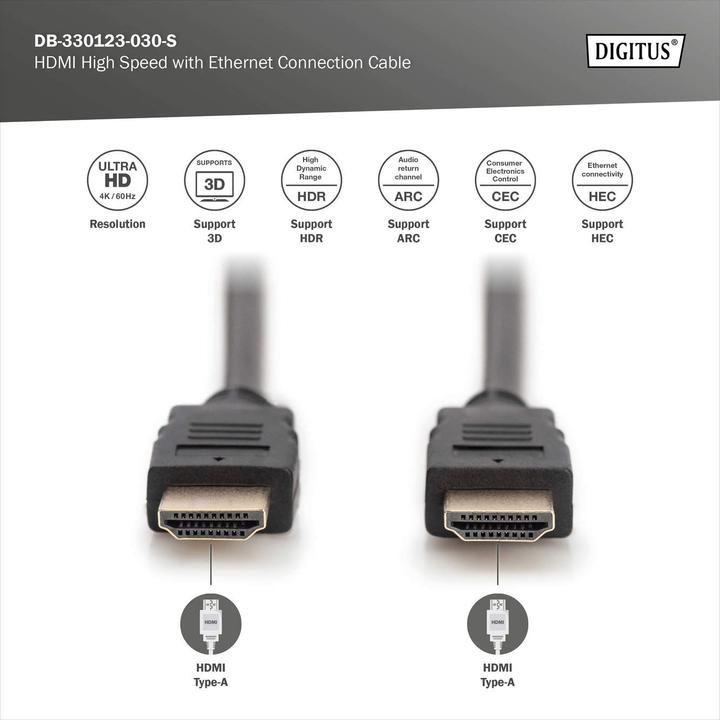 Immagine prodotto Digitus HDMI (Typ A) — HDMI (Typ A) (3 m, HDMI)