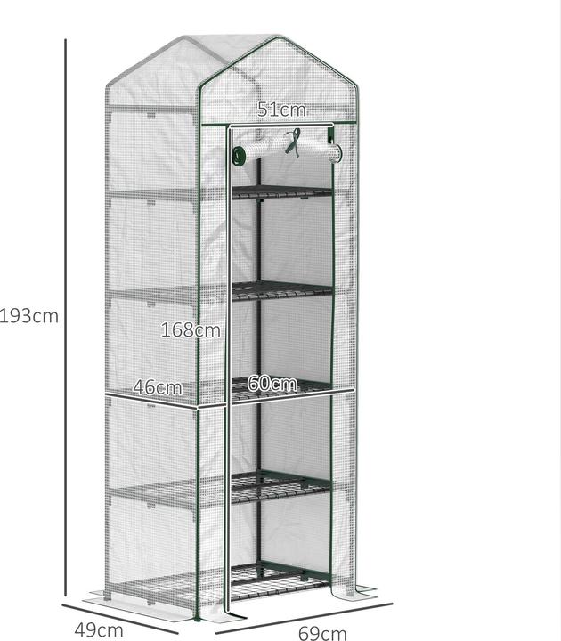 Produktbild Outsunny Gewächshaus Stahl, Kunststoff Weiss