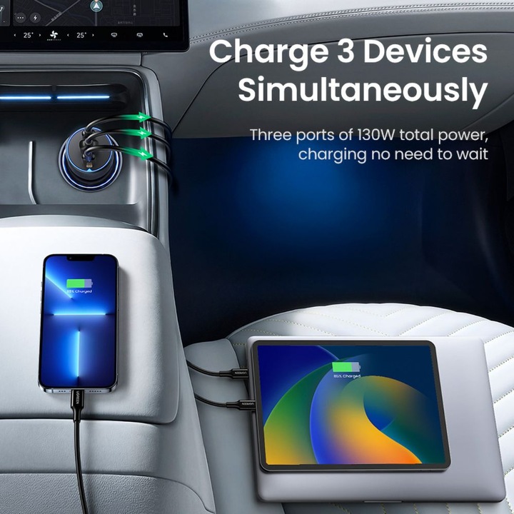 Image du produit Ugreen Fast Car Charger 130W 90413 2xUSB-C PD+USB-A