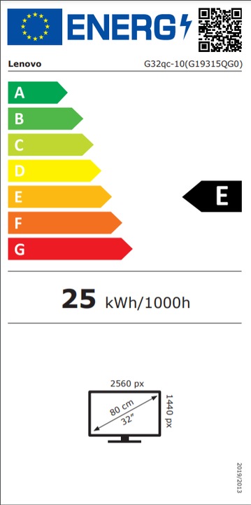 Label énergétique Lenovo G32qc-10 (2560 x 1440 pixels, 31.50")