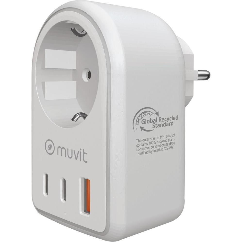 Muvit Wandladegerät for Change 851DQ-DE Weiss 20 W (20 W), Caricatore USB, Bianco