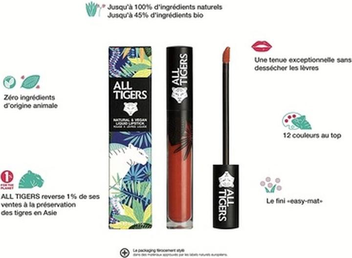 Actual product image All Tigers Liquid Lipstick matt vegan and natural (Tulipwood)