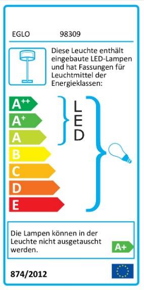 Etichetta energetica EGLO Lampada da terra a LED (1650 lm, E27)