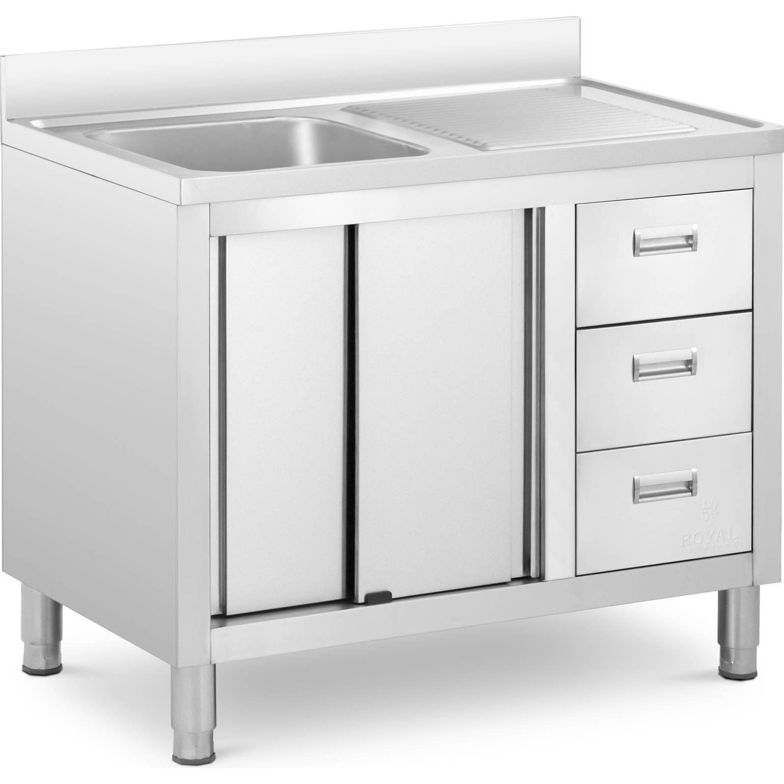 Royal Catering, Spülbecken, Spülenschrank Spülenunterschrank Spülschrank Edelstahl Becken: 400x400x300 mm (Aufsatzspülbe...