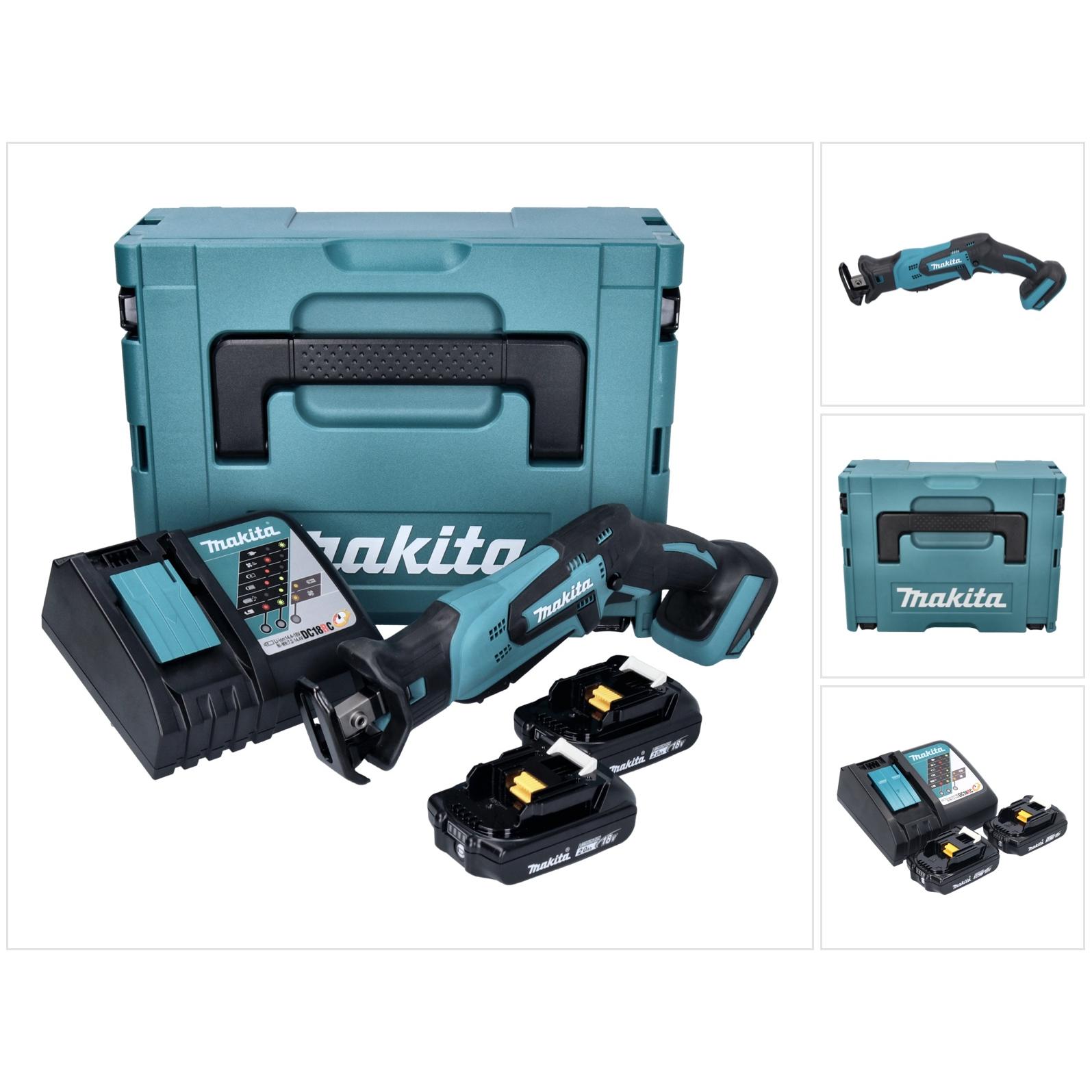 Makita, Säbelsäge, DJR 185 RAJ Akku Recipro Säbelsäge 18 V + 2x Akku 2,0 Ah + Ladegerät + Makpac