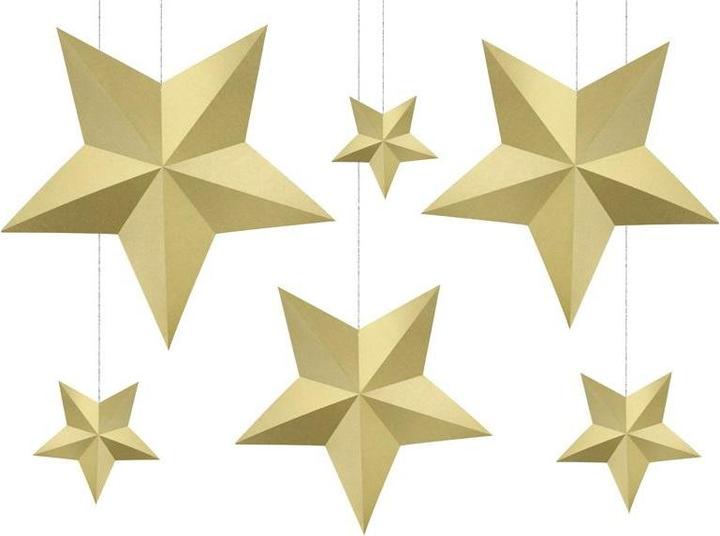 Immagine prodotto Partydeco Stelle decorative, oro (1 pz. / 6 pz.) (6 pz.)