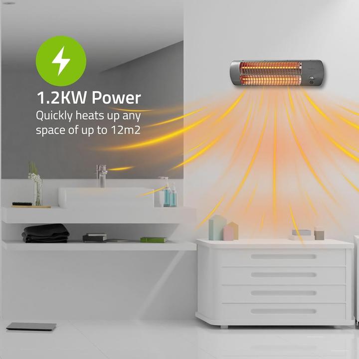 Actual product image Nedis HTBA10GY Bathroom Rapid Heater 1200W 12m² Grey (1200 W)