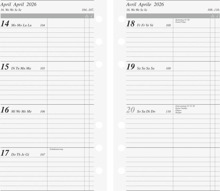 Actual product image Rido Wochenkalendarium Timeplaner action 2026 | 93×172 mm (1 week / 2 pages)