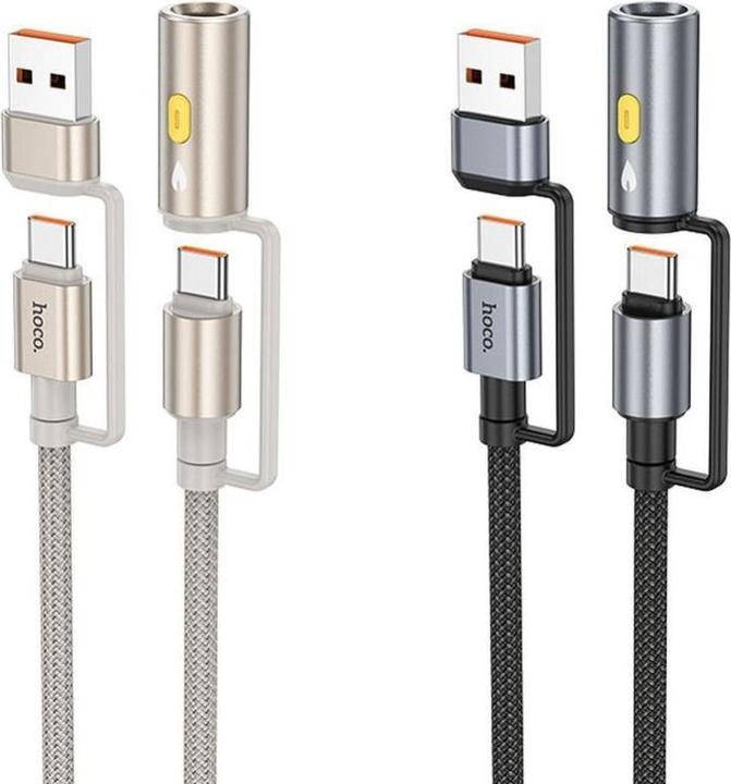 Produktbild Hoco Cable cable All-in-one USB A / Type C to Type C / Cigarette lighter 3A 60W U138 1,2 m grey (1.20 m, 60 W)