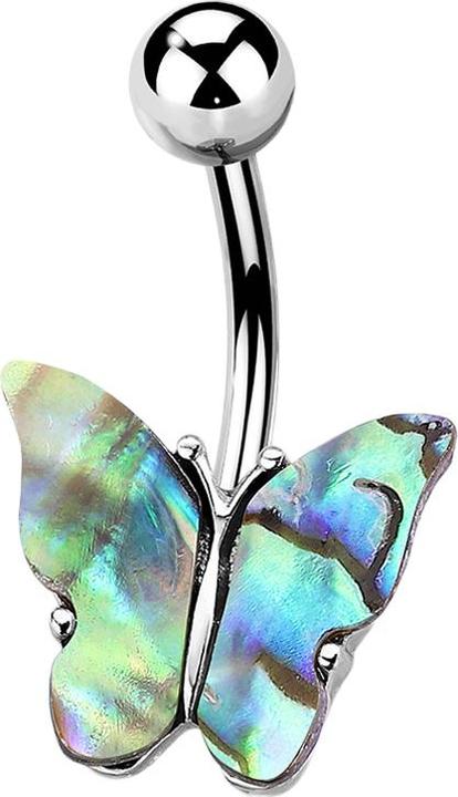 Image du produit Star Piercing Banane argent Abalone Papillon coloré (Laiton, Acier chirurgical 316L)