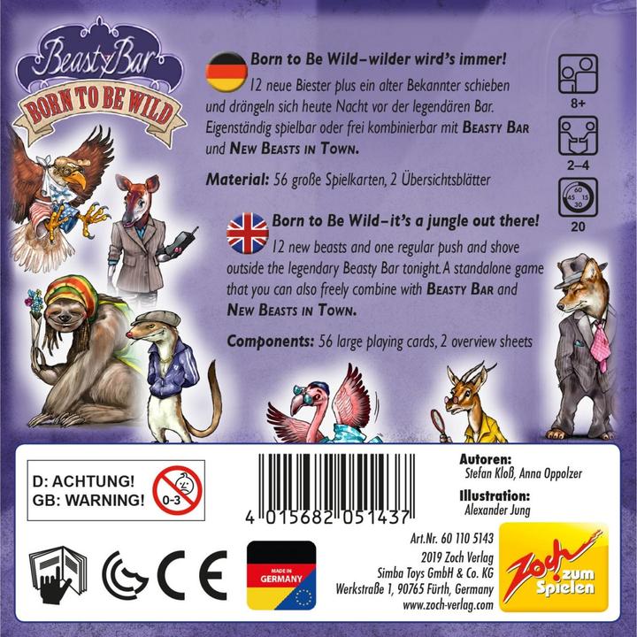 Produktbild Zoch ZOC05143 - Beasty Bar - Born to be Wild, Kartenspiel, für 2-4 Spieler, ab 8 Jahren (Deutsch, Französisch, Italienisch, Englisch)