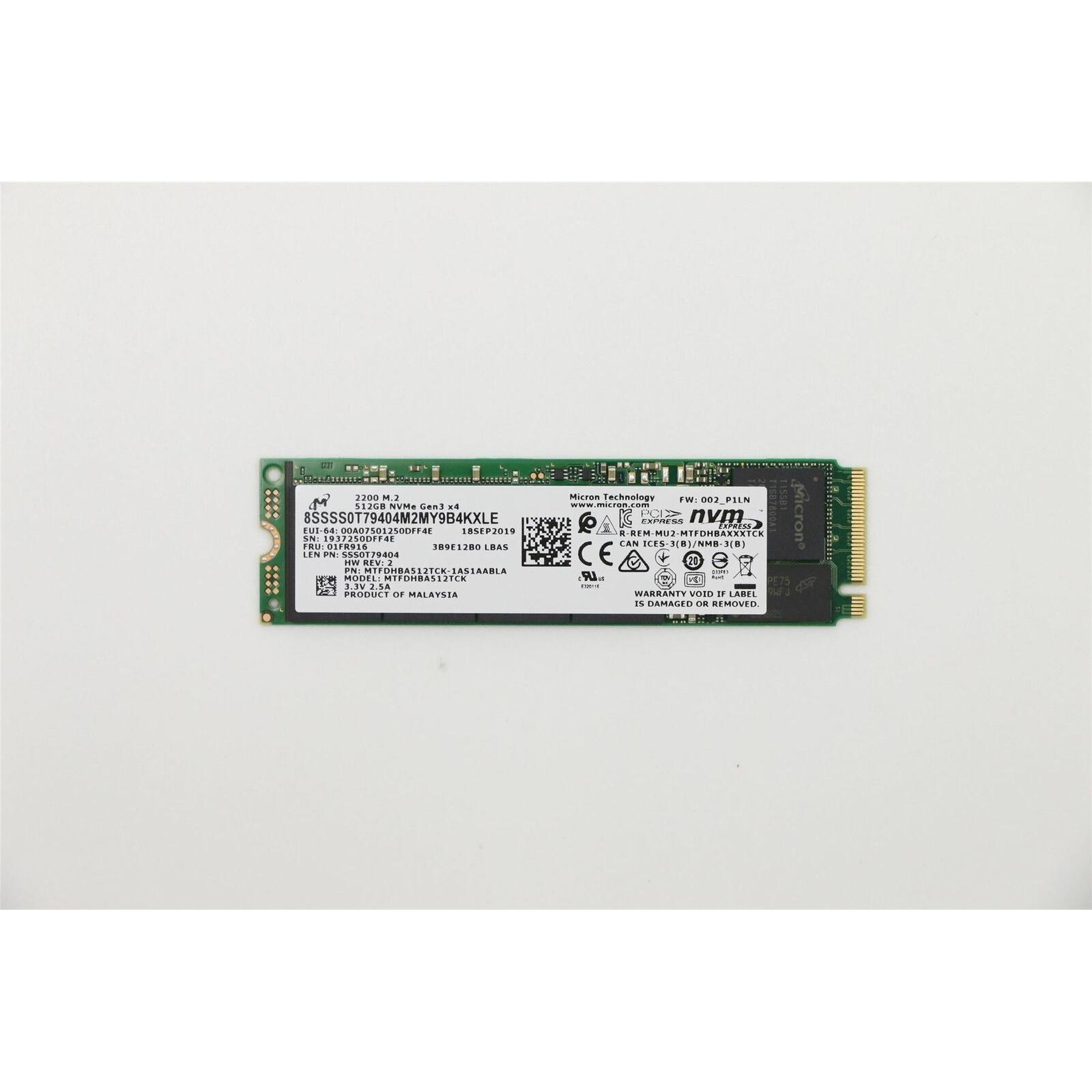 Lenovo Micron 2210 512GB M.2 PCIe (512 GB, M.2 2280), SSD