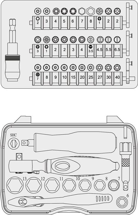 Actual product image HEYTEC Socket spanner and bits set, 44 pcs.