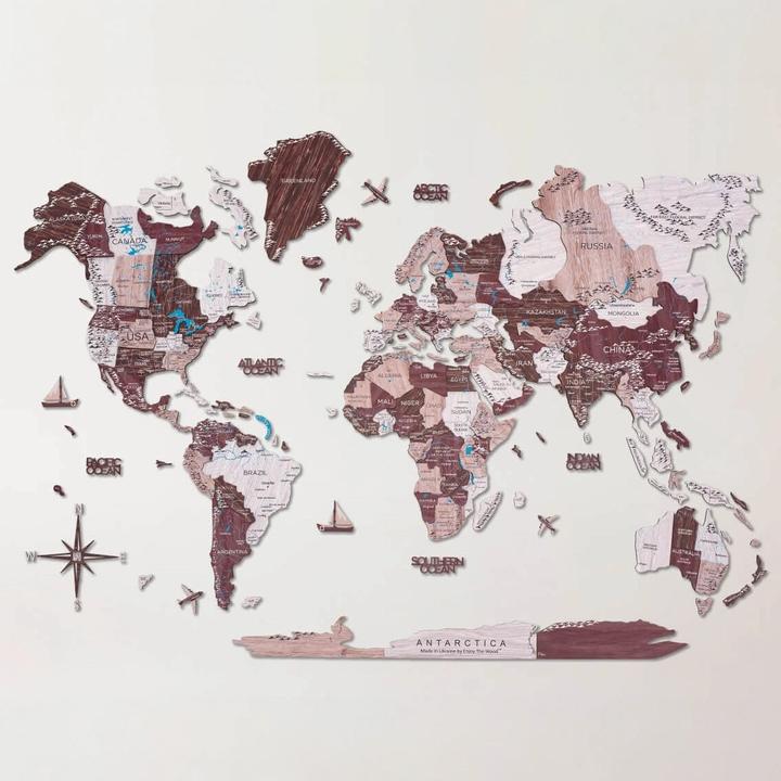 Image du produit Enjoy The Wood Carte du monde en 3D (120 x 200 cm)