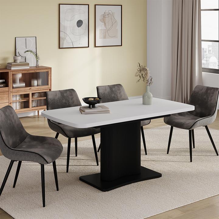 Produktbild Vicco Esstisch Fenaro, Weiss/Schwarz/Schwarz, 120 x 80 cm ausziehbar (120 x 80 x 77.40 cm)