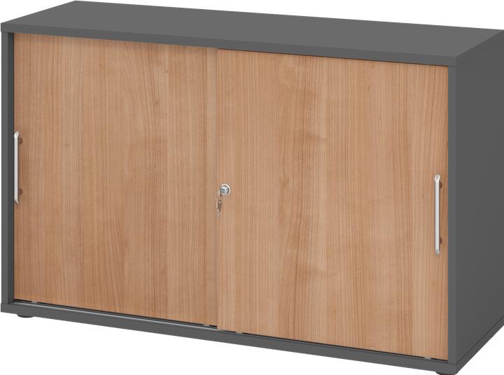 Hammerbacher Schiebetürenschrank 2 OH RE Graphit/Nussbaum