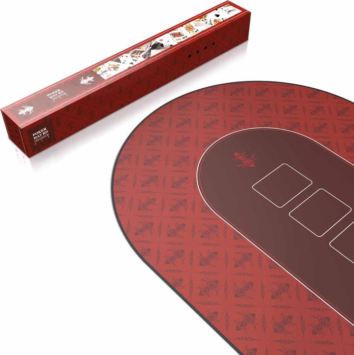 Produktbild CSL Pokermatte, grosse Schreibtischunterlage 1000x600mm, ovale Pokertischauflage für Kartenspiele, rot