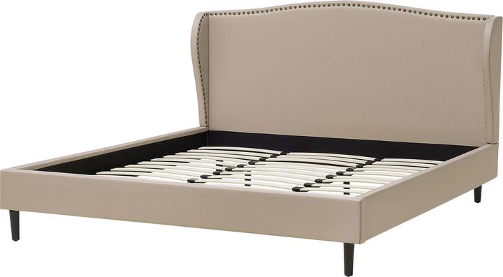 Actual product image Beliani Upholstered bed linen look beige slatted frame 180 x 200 cm COLMAR (180 x 200 cm)
