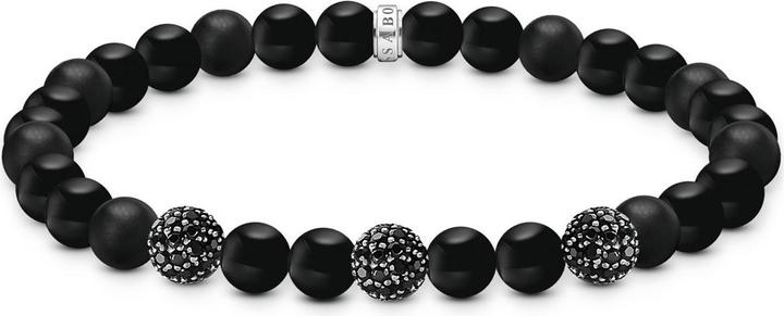 Thomas Sabo Armband Obsidian und Zirkonia schwarz (17 cm, Silber 925)