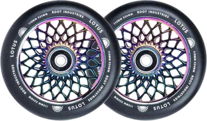 Immagine prodotto Root Industries Root Lotus 110mm Wide Pro Scooter Wheels - Rocket Fuel Core - Black PU (24 mm)
