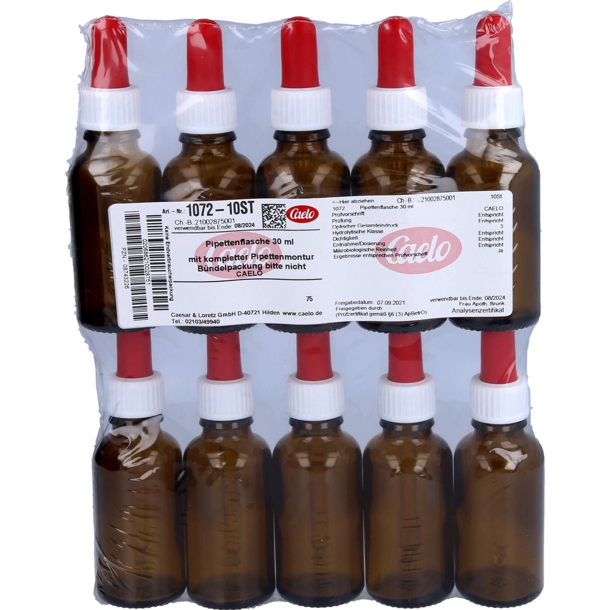 Caelo, Praxisbedarf, Pipettenflasche 30ml mit kompl. Pipettenmontur, 10 St FLA