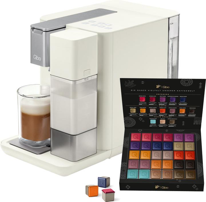 Tchibo Qbo MILK MASTER Premium Kapselmaschine inkl. 30 Kapseln, White Cashmere