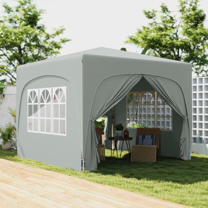 Actual product image Outsunny Pavillon Metall, Polyester Hellgrau (300 cm, 300 cm)