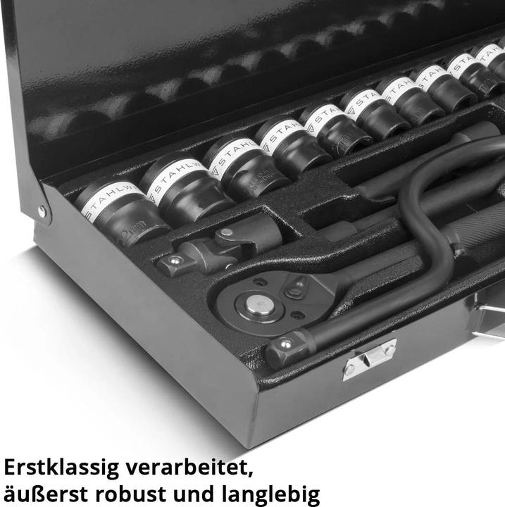 Produktbild Stahlwerk Steckschlüssel-Satz 24-teiliger Knarrenkasten mit 1/2" Umschaltknarre