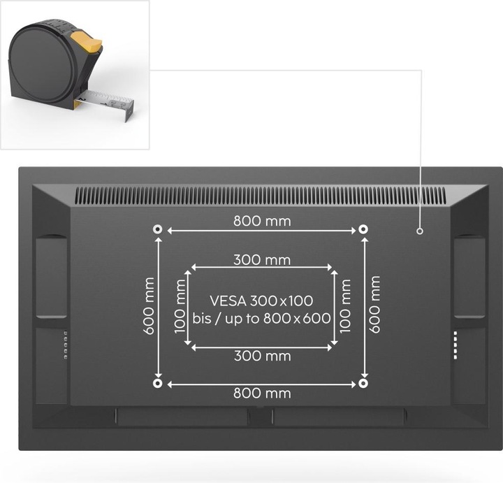 Image du produit Hama Support TV mural, pivotant, inclinable, extensible, 305cm (120"), jusqu'à 100 kg (Mur, 120", 100 kg)