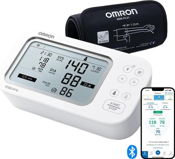 Omron Klinisch validierter Blutdruckmesser mit AFib-Erkennung für Oberarm (Blutdruckmessgerät Oberarm)