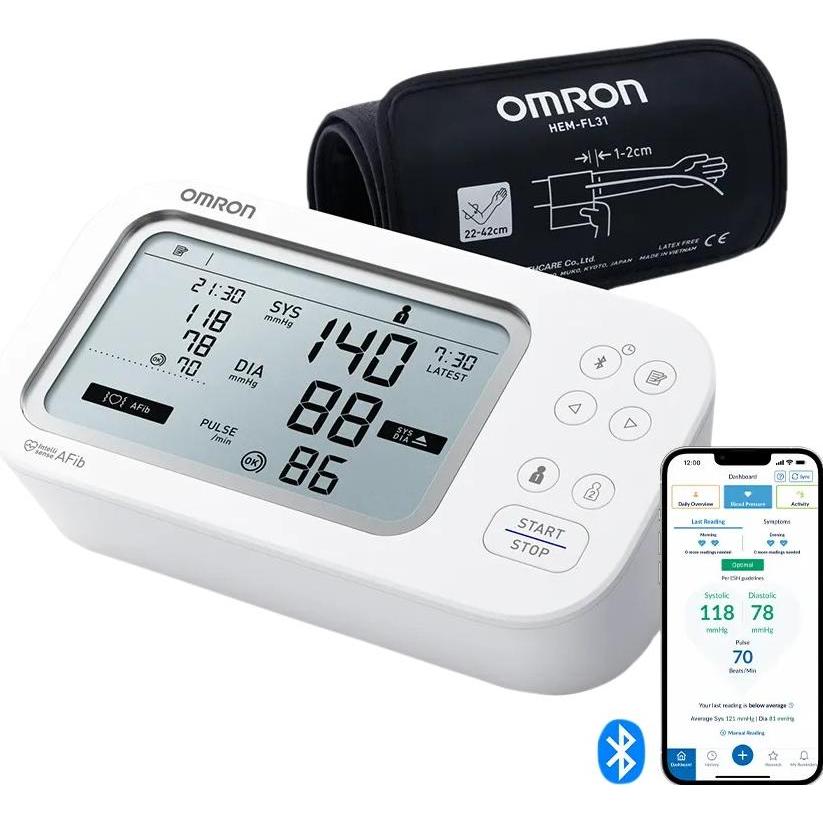 Omron Klinisch validierter Blutdruckmesser mit AFib-Erkennung für Oberarm (HEM-7380T1-EOSL)