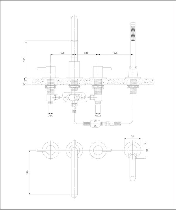 Actual product image Omnires Y-Spout Bath Faucet with Ceramic Cartridge and AIR WATER Technology