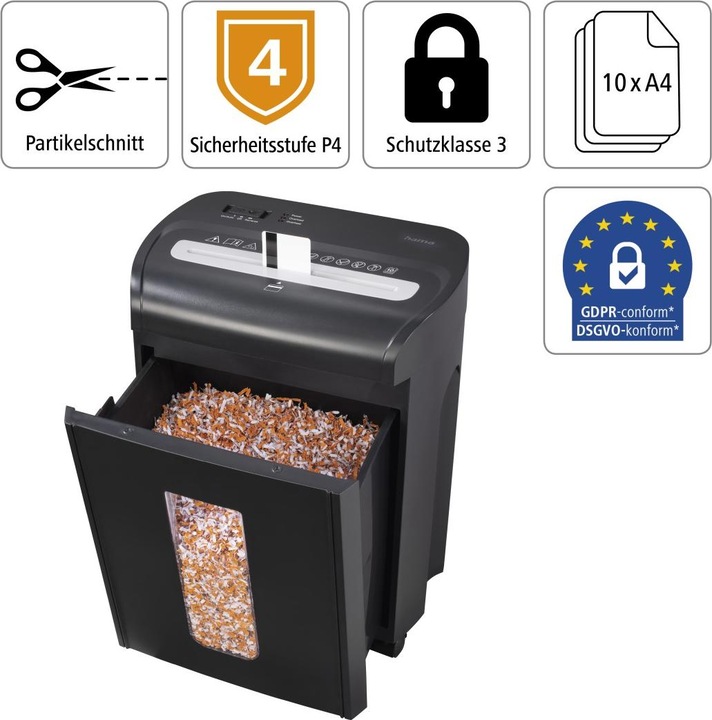 Actual product image Hama Premium M10 Shredder Micro-cut Shredding 22.5 cm 58 dB Black (Microcut)